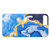 美しい青、金ゴールド、水のような白い渦巻き Case-Mate iPhoneケース (裏面(横))
