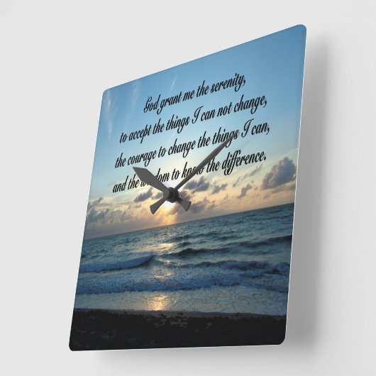 美しい静けさの祈りの言葉海写真 スクエア壁時計 (傾斜)