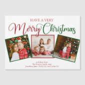 美しい非常に陽気なクリスマス3フォトマグネットカード (正面)