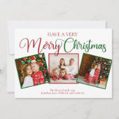 美しい非常に陽気なクリスマス3写真コラージュ シーズンカード (正面)