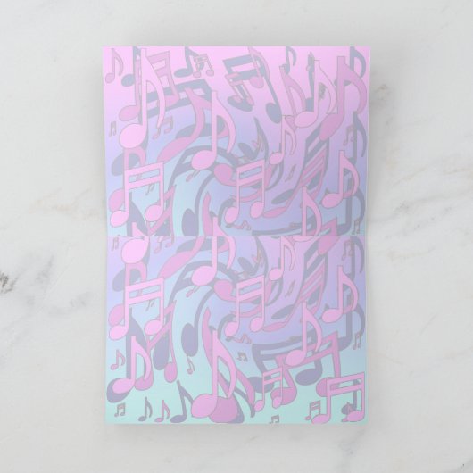 美しい音楽の活気のあるノートピンク紫ブルーアクア カード (内部)