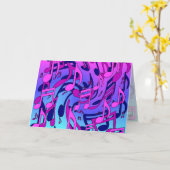 美しい音楽の活気のあるノートピンク紫ブルーアクア カード (黄色い花)