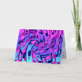 美しい音楽の活気のあるノートピンク紫ブルーアクア カード