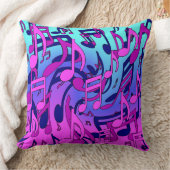 美しい音楽の活気のあるノートピンク紫ブルーアクア クッション (ブランケット)