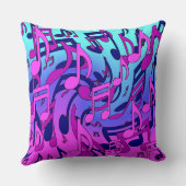 美しい音楽の活気のあるノートピンク紫ブルーアクア クッション (裏面)