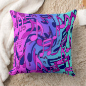 美しい音楽の活気のあるノートピンク紫ブルーアクア クッション (ブランケット)