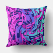 美しい音楽の活気のあるノートピンク紫ブルーアクア クッション (裏面)