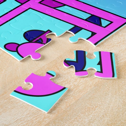 美しい音楽の活気のあるノートピンク紫ブルーアクア ジグソーパズル (側面)