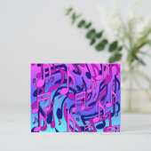 美しい音楽の活気のあるノートピンク紫ブルーアクア ポストカード (スタンド正面)