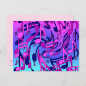 美しい音楽の活気のあるノートピンク紫ブルーアクア ポストカード (正面/裏面)