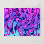 美しい音楽の活気のあるノートピンク紫ブルーアクア ポストカード (正面)
