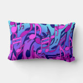 美しい音楽の活気のあるノートピンク紫ブルーアクア ランバークッション (裏面)