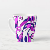 美しい音楽の音符が活気に満ちたアップビートアート カフェラテマグ (左アングル)