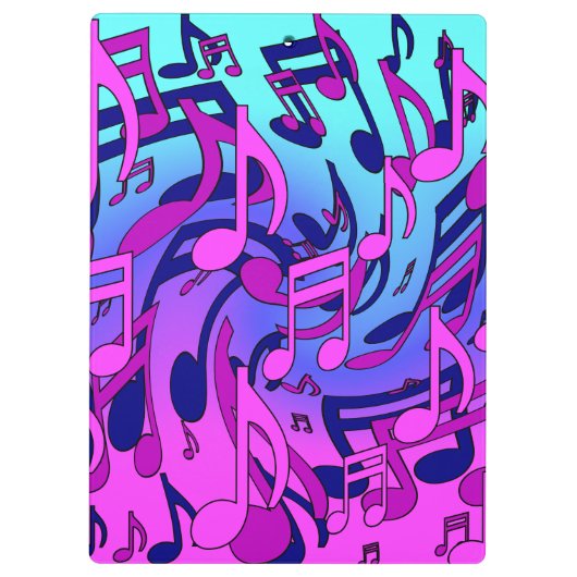 美しい音楽の音符が活気のあるアップビートアート クリップボード (裏面)