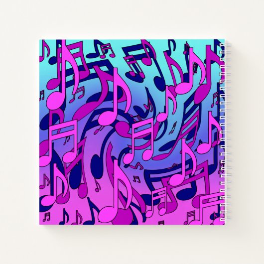 美しい音楽の音符が活気のあるアップビートアート ノートブック (裏面)