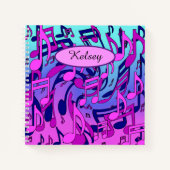 美しい音楽の音符が活気のあるアップビートアート ノートブック (正面)