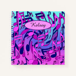 美しい音楽の音符が活気のあるアップビートアート  ノートブック