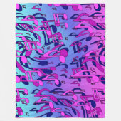 美しい音楽アクアブルーピンクアップビート暖かいフリース フリースブランケット (正面)