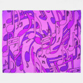 美しい音楽アップビート音楽ノート紫ピンク フリースブランケット (正面(横))