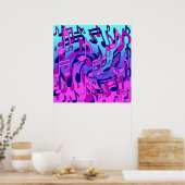 美しい音楽アップビート音楽ノート紫ピンク ポスター (キッチン)