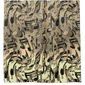 美しい音楽セピア生き生きとした楽譜 シャワーカーテン (正面)