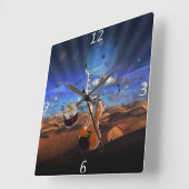 美しい音楽ノートバイオリン(ばちゃばちゃ)跳ねるピアノドラム スクエア壁時計 (傾斜)