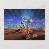 美しい音楽ノートバイオリン（ばちゃばちゃ）跳ねるピアノドラム ポストカード (正面)