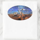 美しい音楽ノートバイオリン（ばちゃばちゃ）跳ねるピアノドラム 楕円形シール (バッグ)