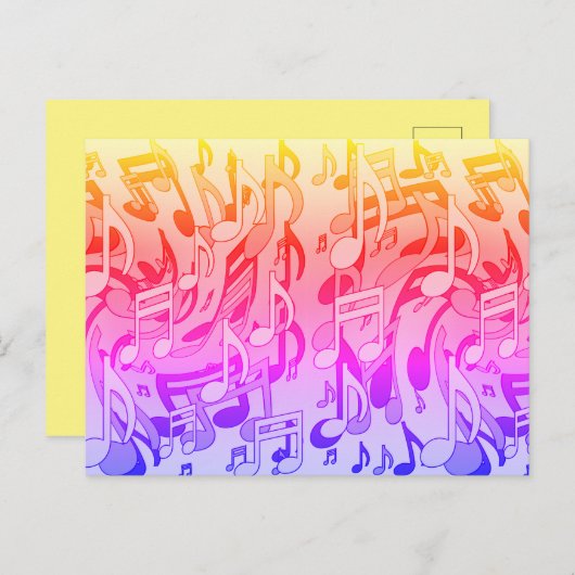 美しい音楽ハッピーカラーにぎやかな音符 ポストカード (正面/裏面)