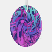 美しい音楽活気のあるカラフルアップビートデザイン ガラスオーナメント (正面右)