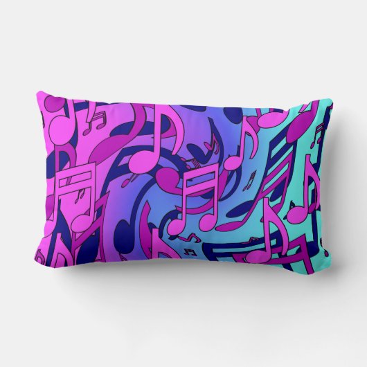 美しい音楽活発なノートのピンクの紫色の青い水 ランバークッション (裏面)