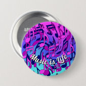 美しい音楽活発なノートのピンクの紫色の青い水 缶バッジ (正面&裏面)