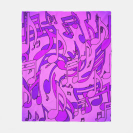 美しい音楽 ポジティブな楽譜 パープル ピンク フリースブランケット