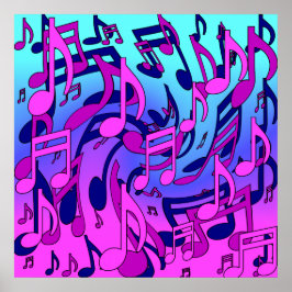 美しい音楽 ポジティブな楽譜 パープル ピンク ポスター