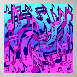 美しい音楽 ポジティブな楽譜 パープル ピンク ポスター