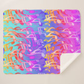 美しい音楽、渦巻く音楽のノートカラフル シェルパブランケット (正面(横))