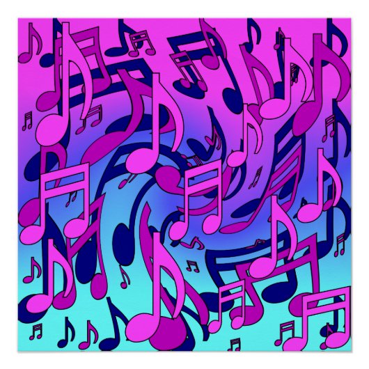 美しい音楽 音符 元気で芸術的なデザイン ポスター (正面)