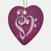 美しい音符がハート セラミックオーナメント (左)