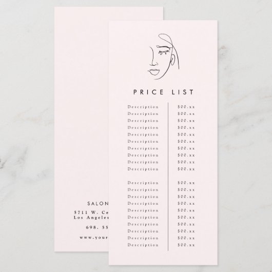 美しい顔 メニュー (正面/裏面)