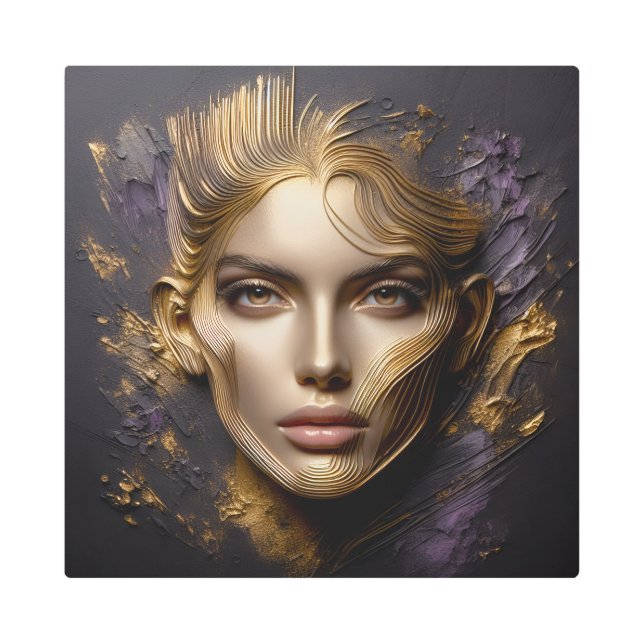 美しい顔- AIルール メタルプリント (正面)