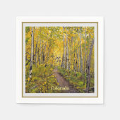 美しい風光明媚な秋のトレイルの《植物》アスペンツリーグローブ スタンダードカクテルナプキン (正面)