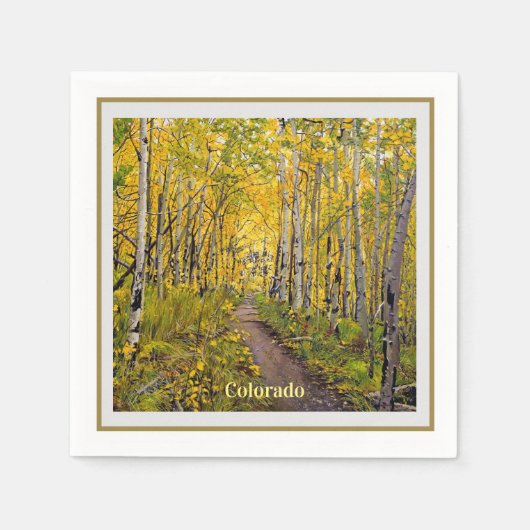 美しい風光明媚な秋のトレイルの《植物》アスペンツリーグローブ スタンダードカクテルナプキン (正面)