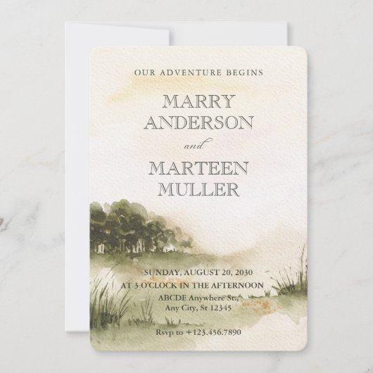 美しい風景の水の色結婚式招待状 招待状 (正面)