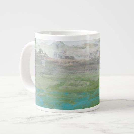 美しい風景を見下ろす白い雲 ジャンボコーヒーマグカップ (正面左)