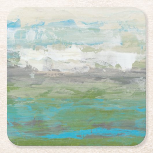 美しい風景を見下ろす白い雲 スクエアペーパーコースター (正面)