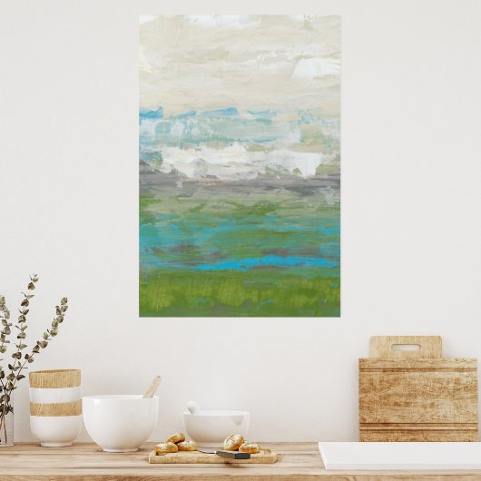 美しい風景を見下ろす白い雲 ポスター (キッチン)