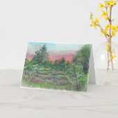 美しい風景アートツリーピンクありがとう カード (黄色い花)