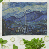 美しい風景ブルーナイトスカイゴールデンスターズ キッチンタオル (折り畳み)