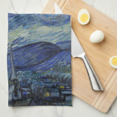 美しい風景ブルーナイトスカイゴールデンスターズ キッチンタオル (四つ折り)