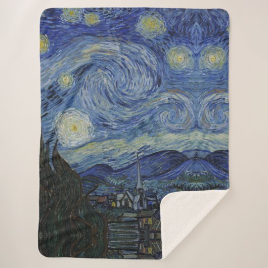 美しい風景ブルーナイトスカイゴールデンスターズ シェルパブランケット (正面)